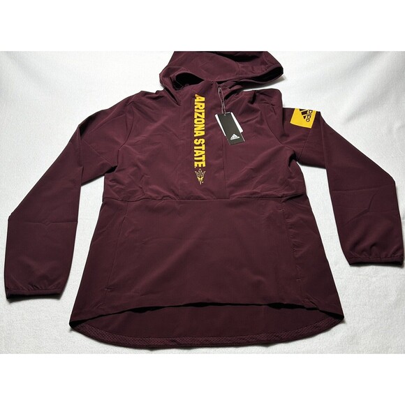 Arizona State Sun Devils Adidas Jacket Mens Small Red 1/2 Zip NWT *Small BLEMISH